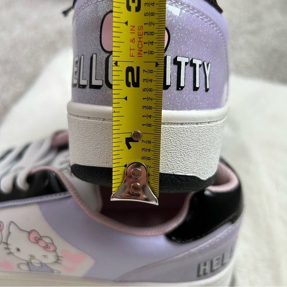 HELLO KITTY by Sanrio Women’s Casual Court Sneakers White/Blk/Purple Sparkle 9 - Picture 15 of 15